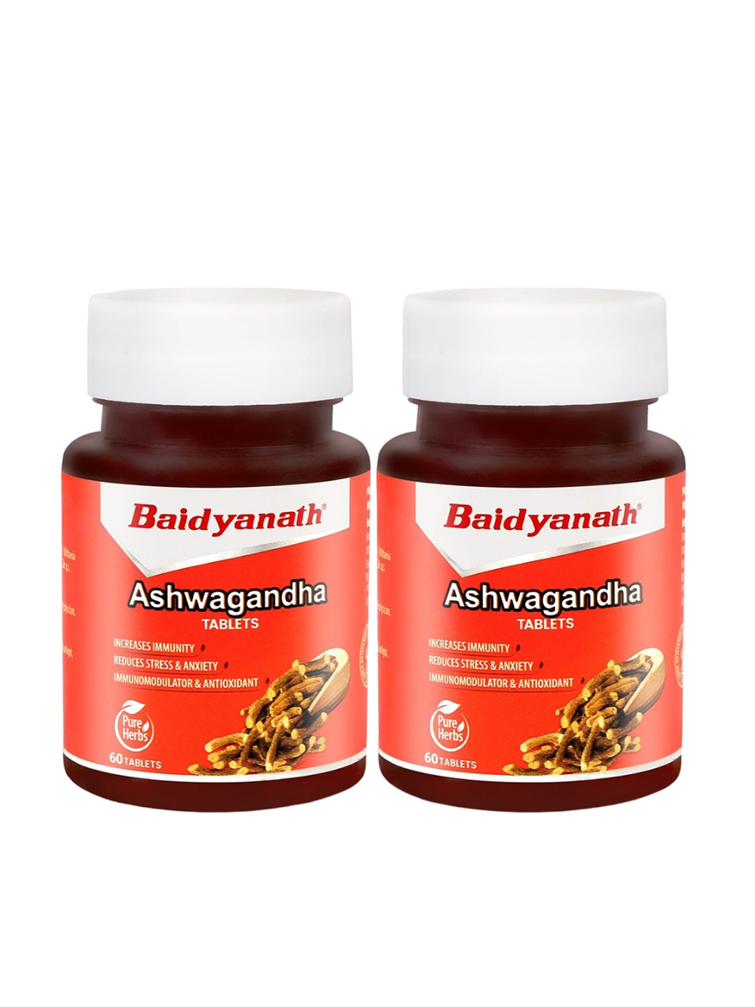

Baidyanath Set Of 2 Ashwagandha Tablets For Immunity - 60 Tablets Each, Red