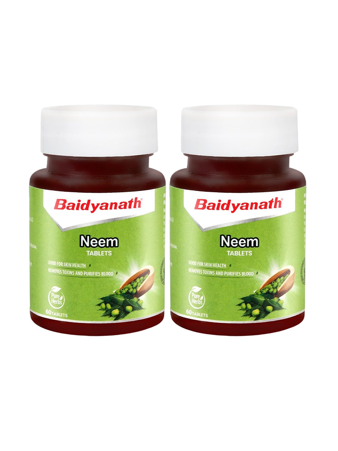

Baidyanath Set Of 2 Neem Tablets For Liver Health - 60 Tablets Each, Green