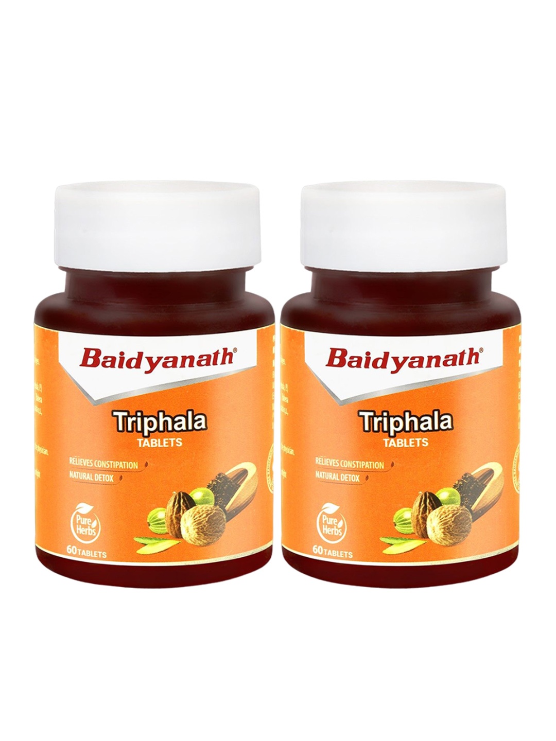 

Baidyanath Set Of 2 Triphala Tablet For Digestion - 60 Tablets Each, Orange