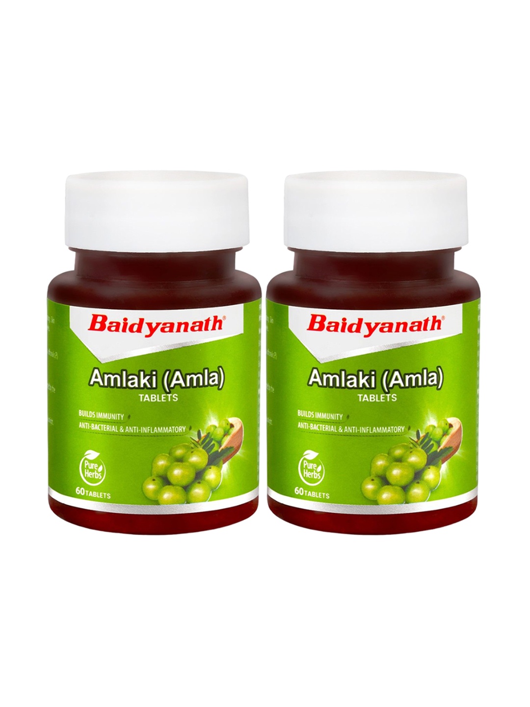 

Baidyanath Set Of 2 Amlaki (Amla) Tablets For Hair & Skin - 60 Tablets Each, Green