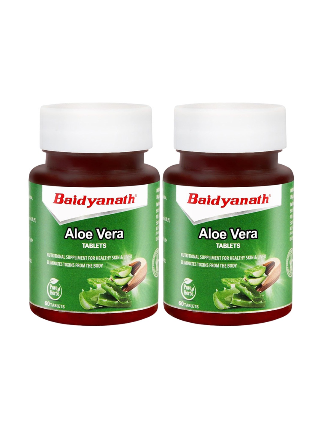 

Baidyanath Set Of 2 Aloe Vera Tablets For Healthy Skin & Liver - 60 Tablets Each, Green