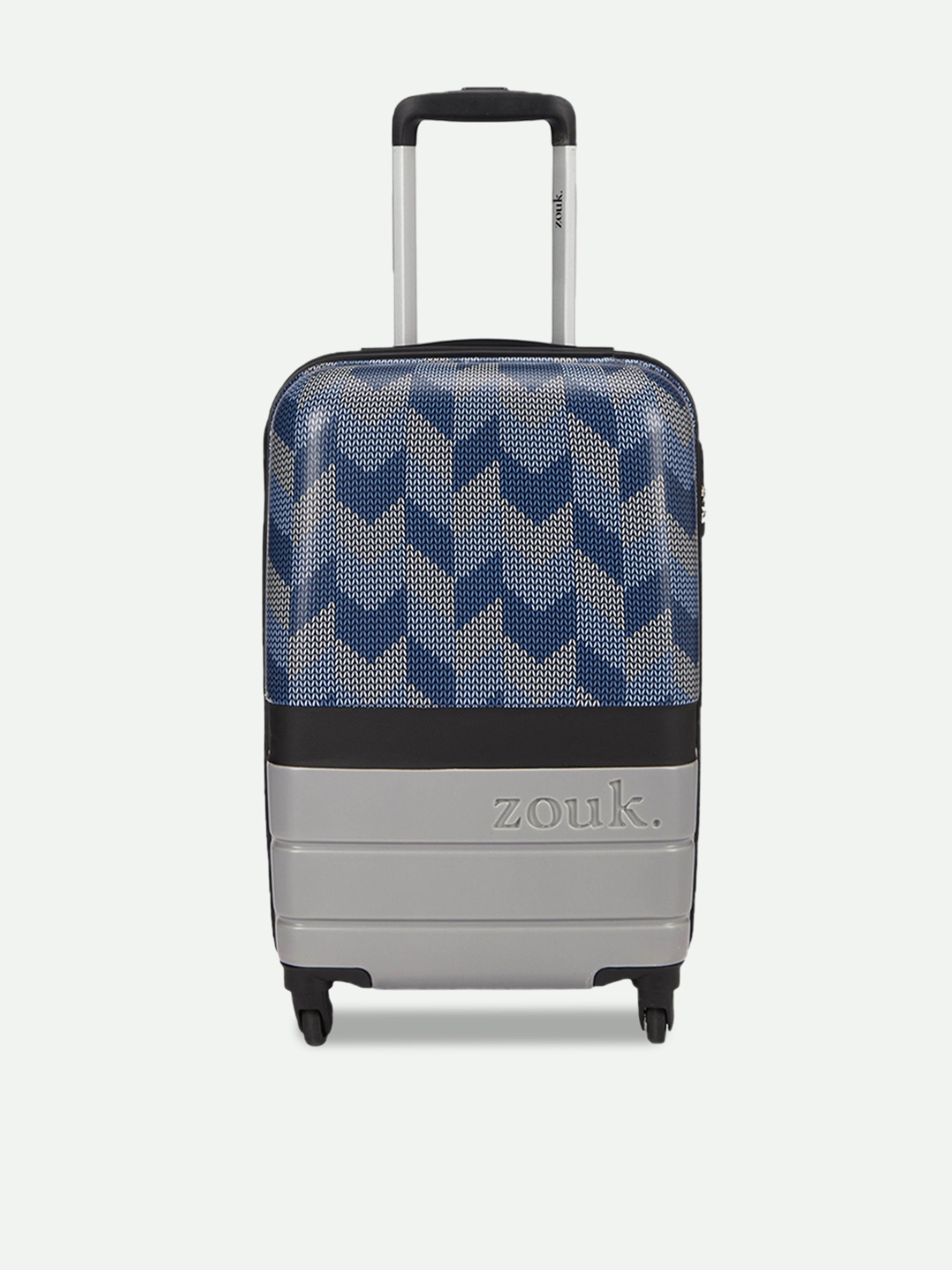 

ZOUK Unisex Himachal Chevron Grey Raahi Cabin rolley Bag, Navy blue