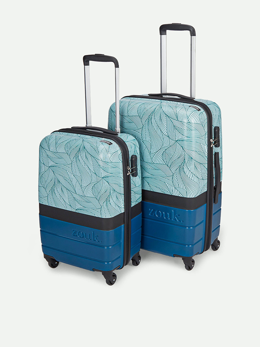 

ZOUK Unisex Set of 2 Calangute Tides Raahi Cabin & Medium Trolley Bags, Teal
