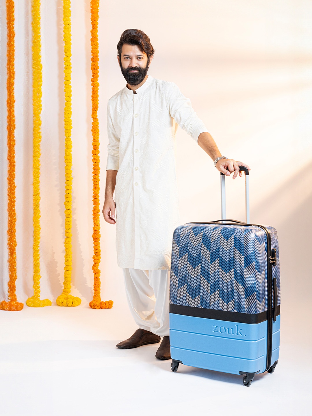 

ZOUK Unisex Himachal Chevron Blue Raahi Cabin Trolley Bag