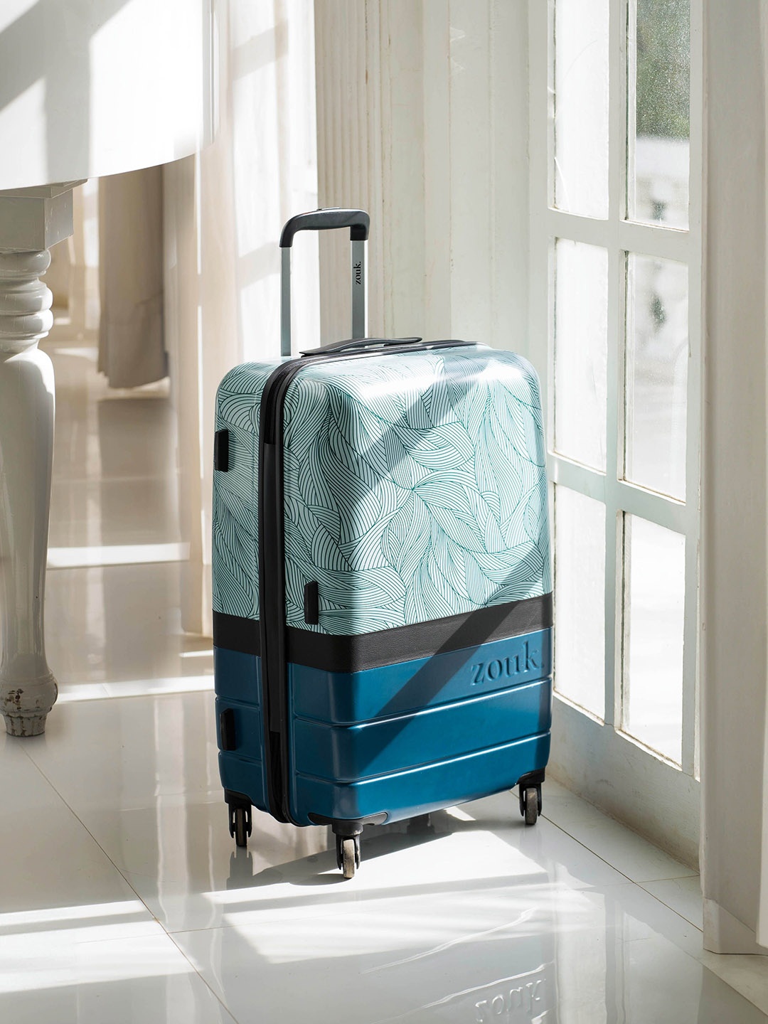 

ZOUK Raahi Printed Hard-Sided Large Trolley Bag, Teal