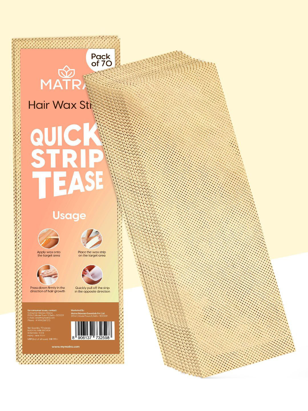 

MATRA Quick Strip Tease Hair Wax Strips - 70Pcs, Beige