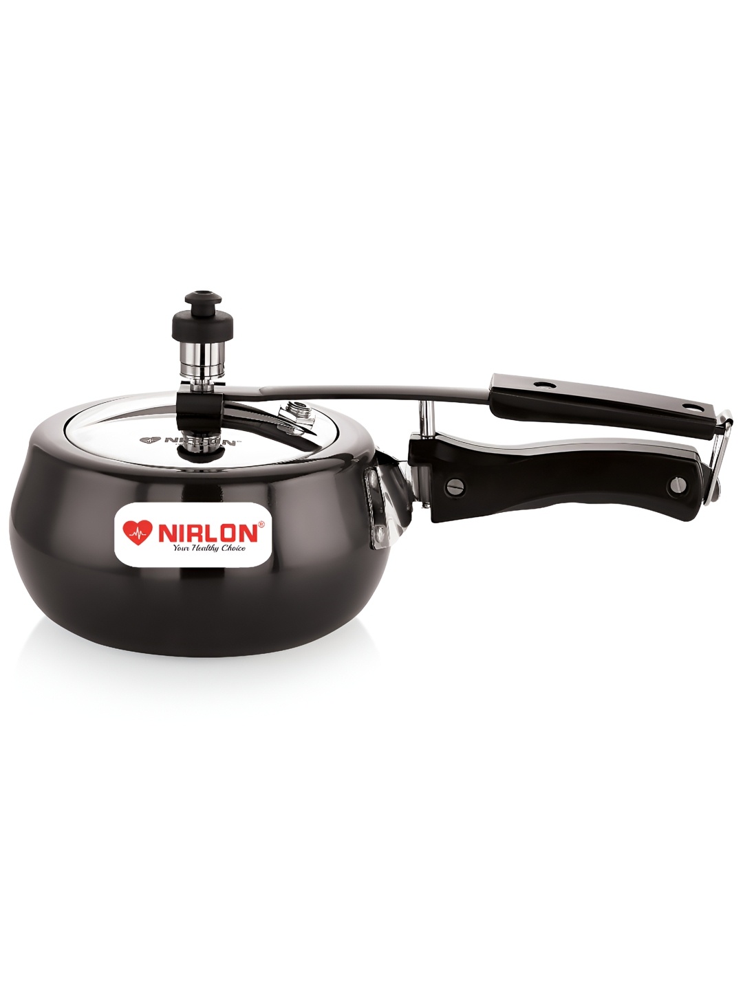 

NIRLON Induction Base Hard Anodized Inner Lid Aluminium Matka Pressure Cooker- 2 L, Black