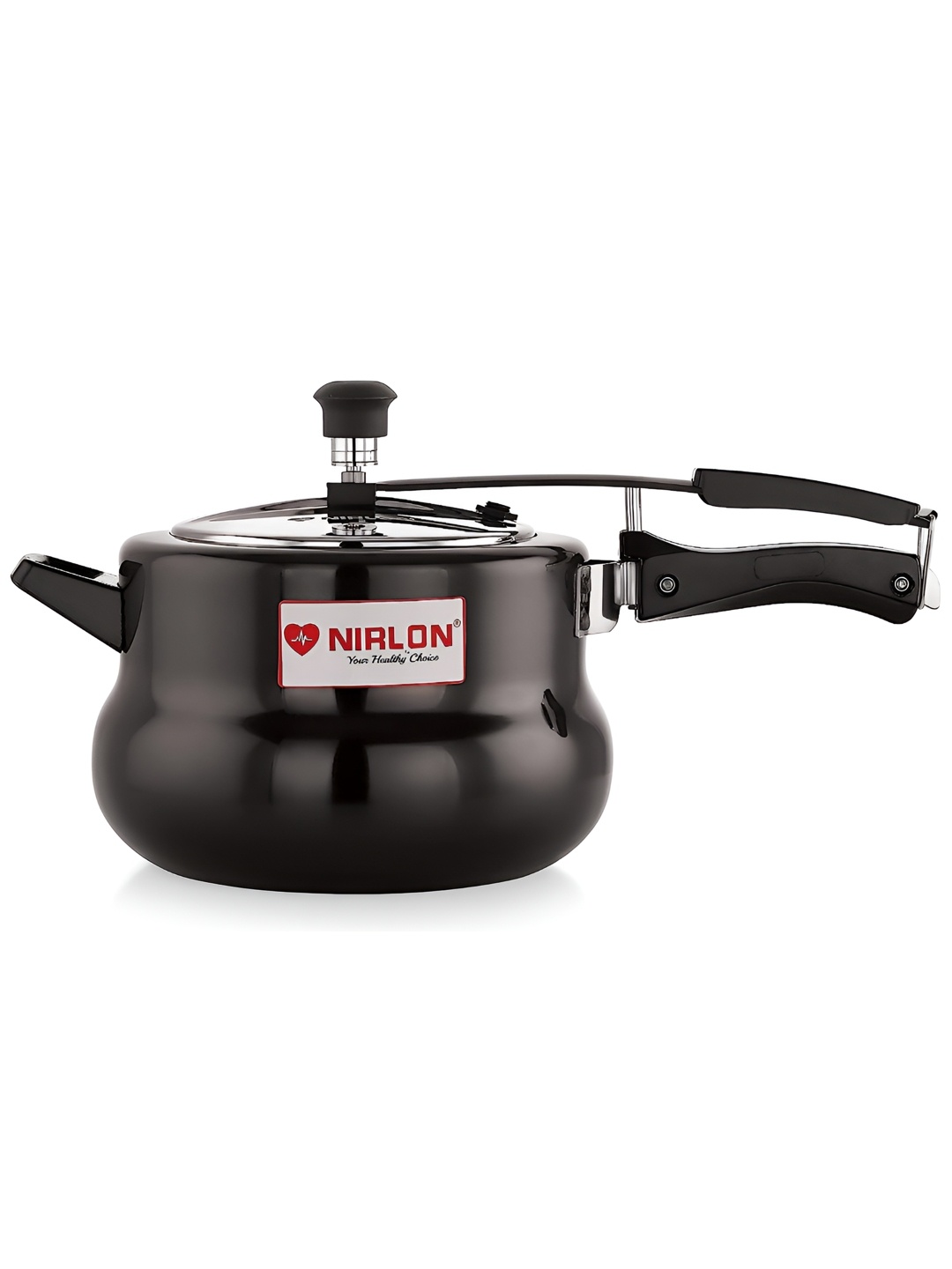 

NIRLON Black Hard Anodised Induction Handi Shape Inner Lid Aluminium Pressure Cooker- 5 L