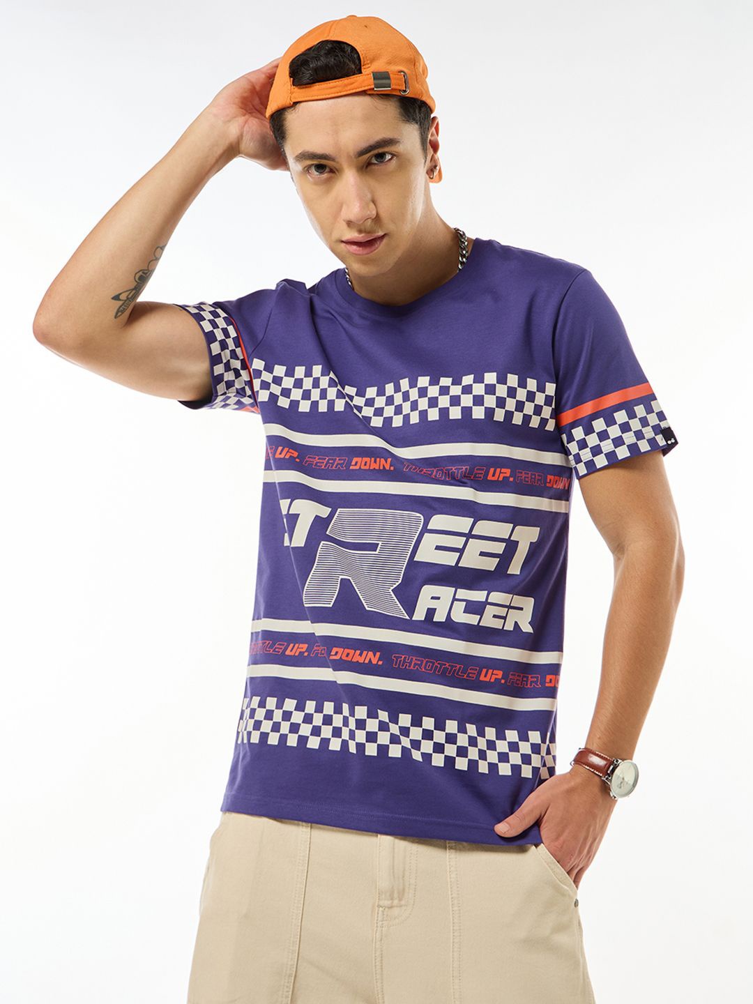 

Bewakoof Men Street Racer Graphic Printed T-shirt, Purple