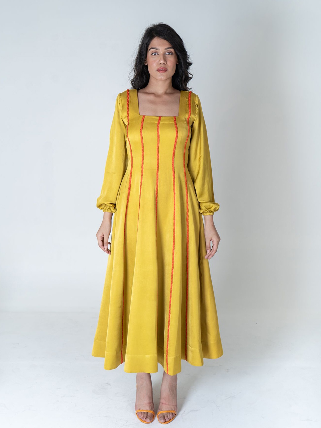 

Neora Square Neck A-Line Maxi Dress, Yellow