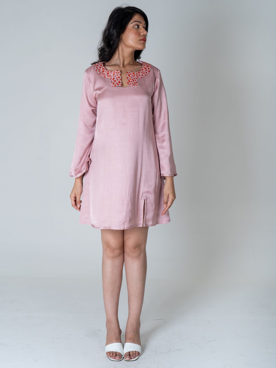 

Neora Crepe A-Line Dress, Pink