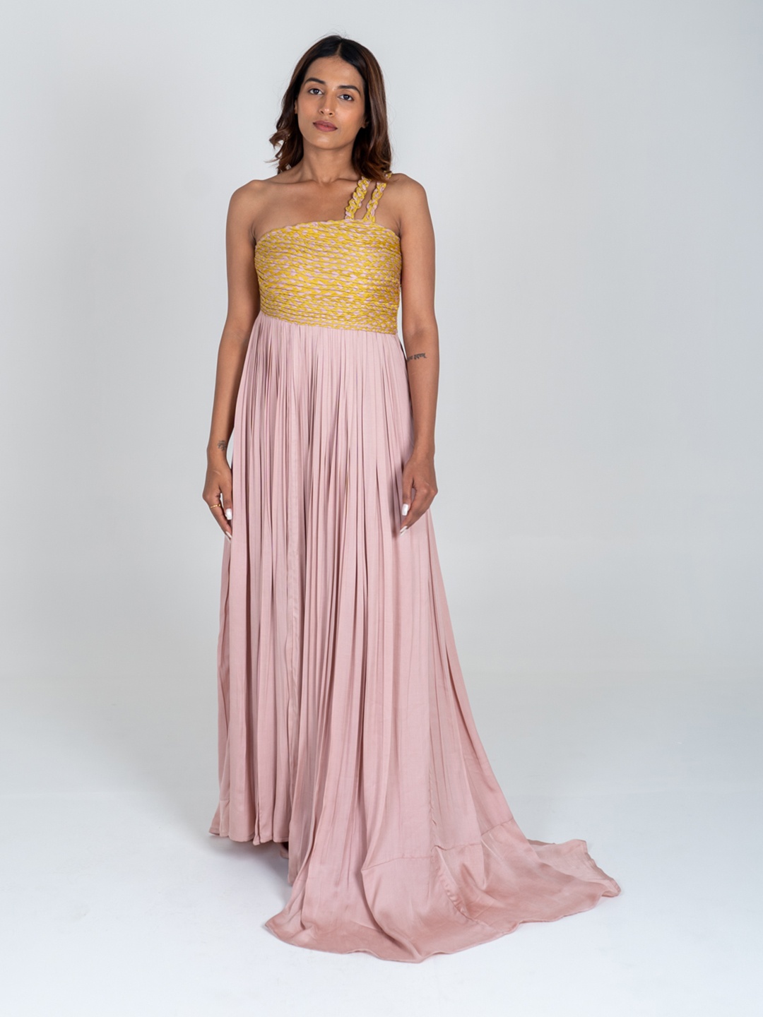 

Neora Women Braided Bustier Gather Gown, Pink