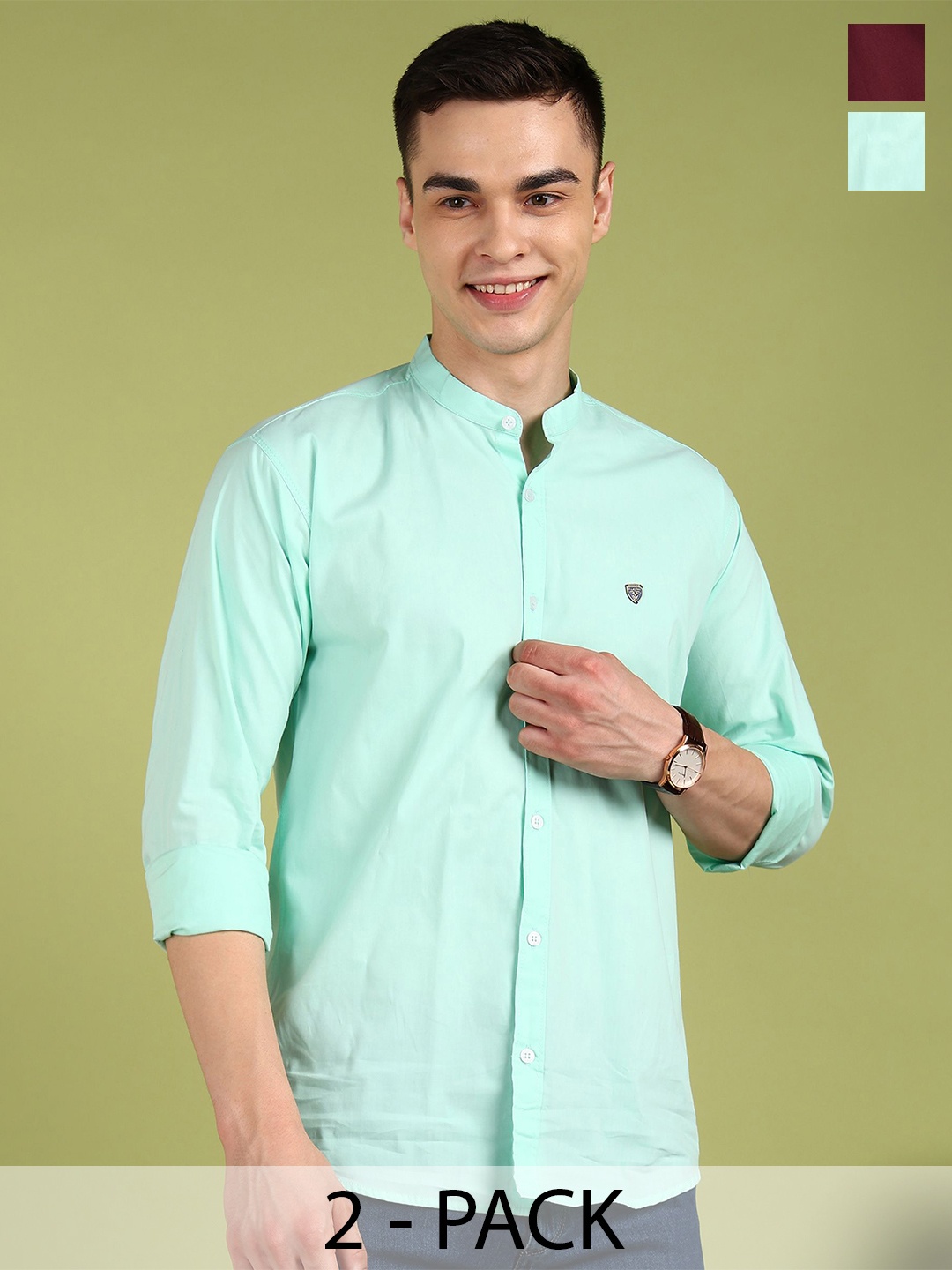 

FUBAR Men Slim Fit Opaque Casual Shirt, Sea green