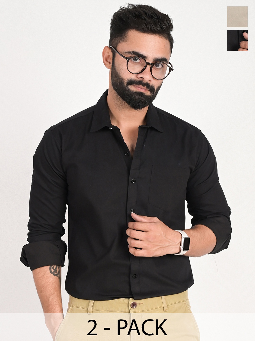 

FUBAR Men Slim Fit Opaque Formal Shirt, Black