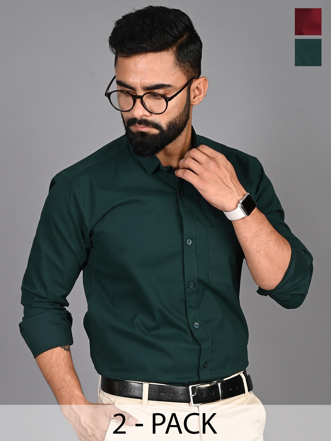 

FUBAR Men Slim Fit Opaque Casual Shirt, Green