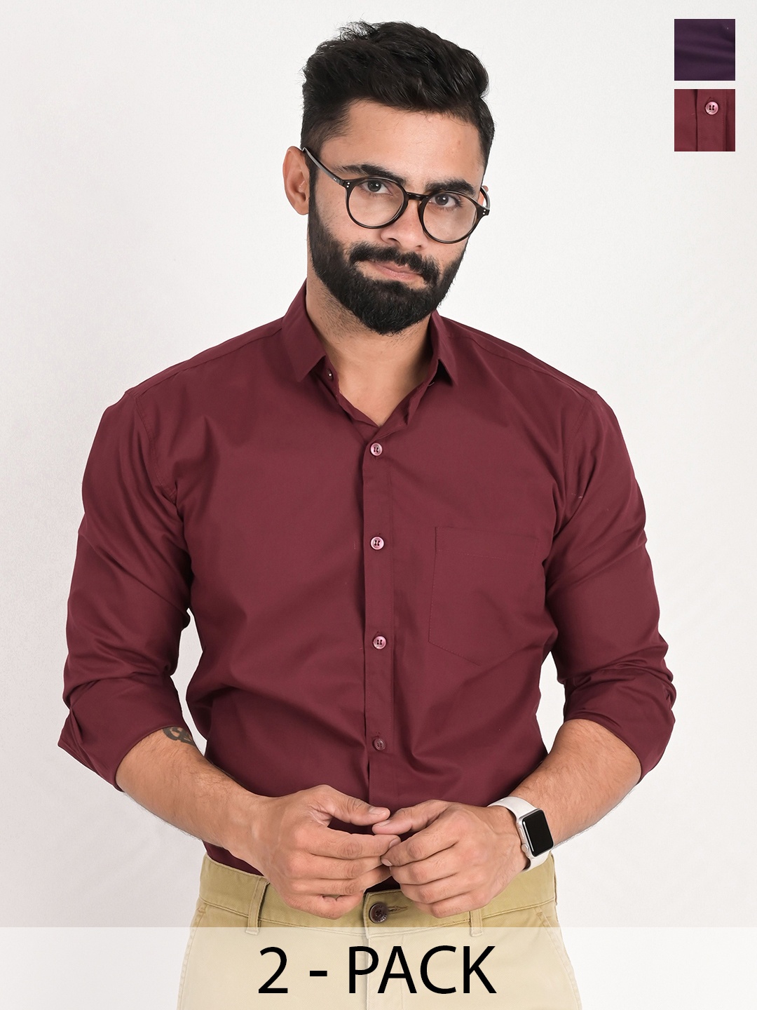 

FUBAR Men Slim Fit Opaque Formal Shirt, Maroon