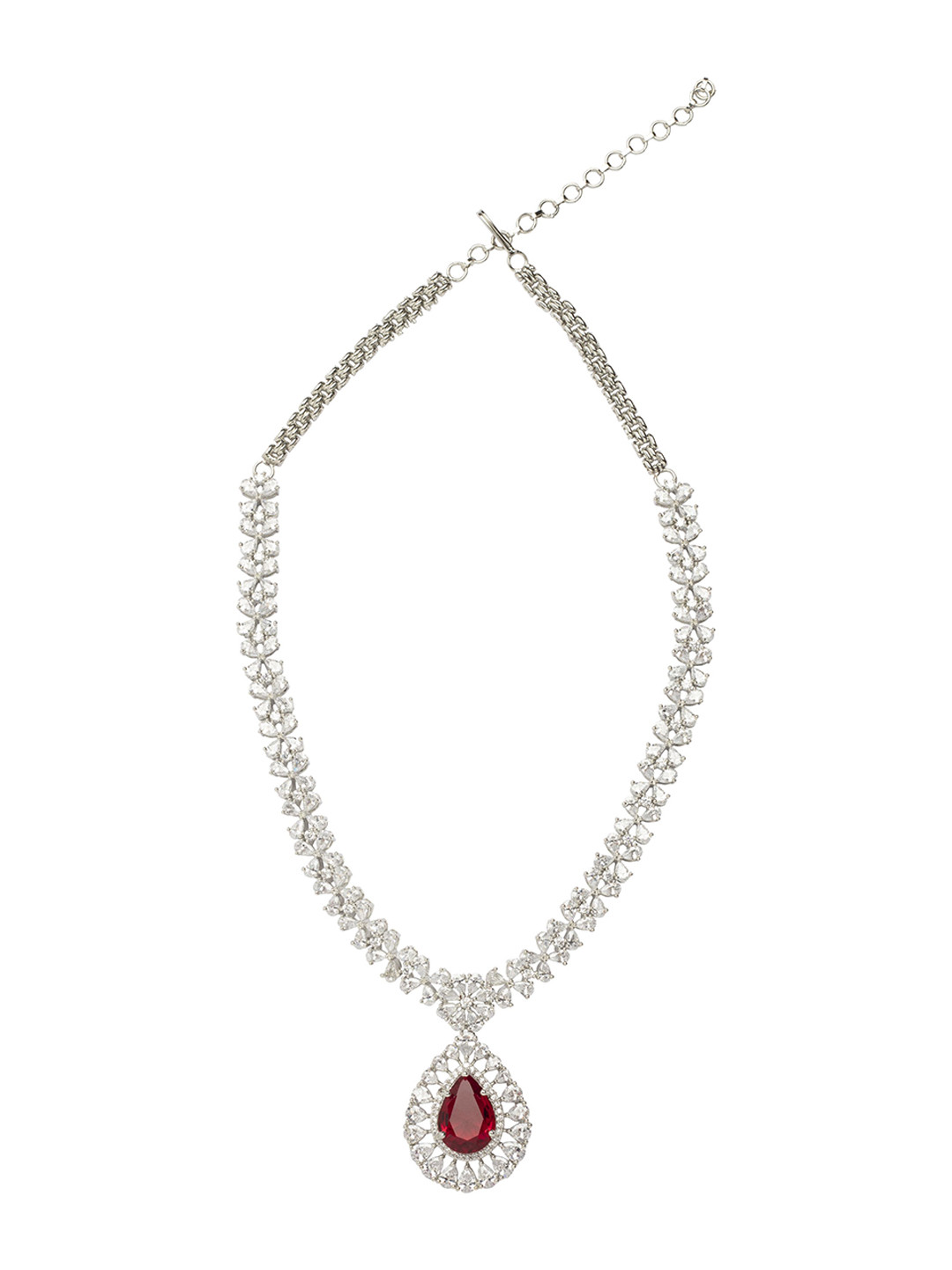 

Vivinia by Vidhi Rhodium-Plated Cubic Zircon Stone Studded Jewellery Set, Silver