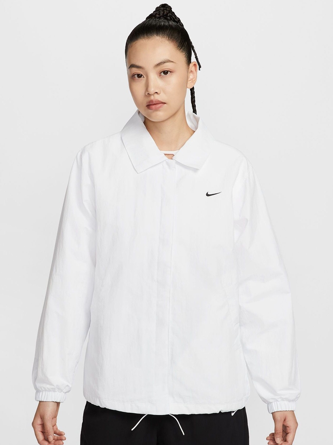 Nike Sportswear Essential Women's Oversized UV Woven Coaches' Jacket, White