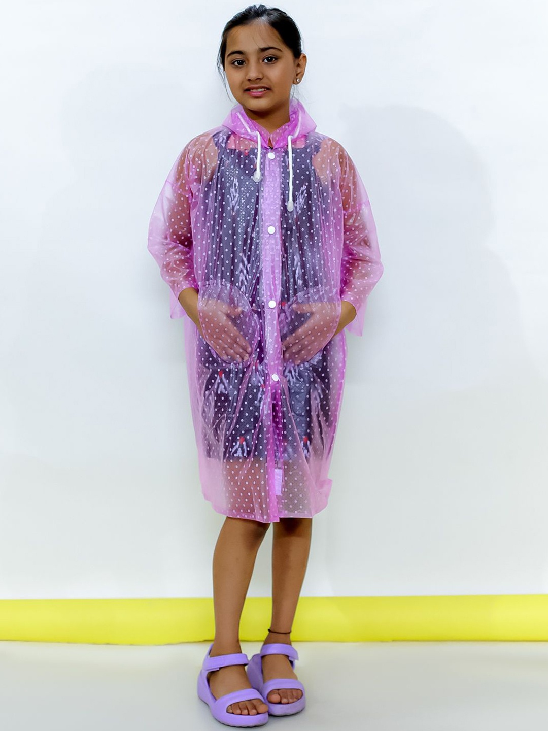 

M'andy Printed Full sleeve Raincoat, Violet