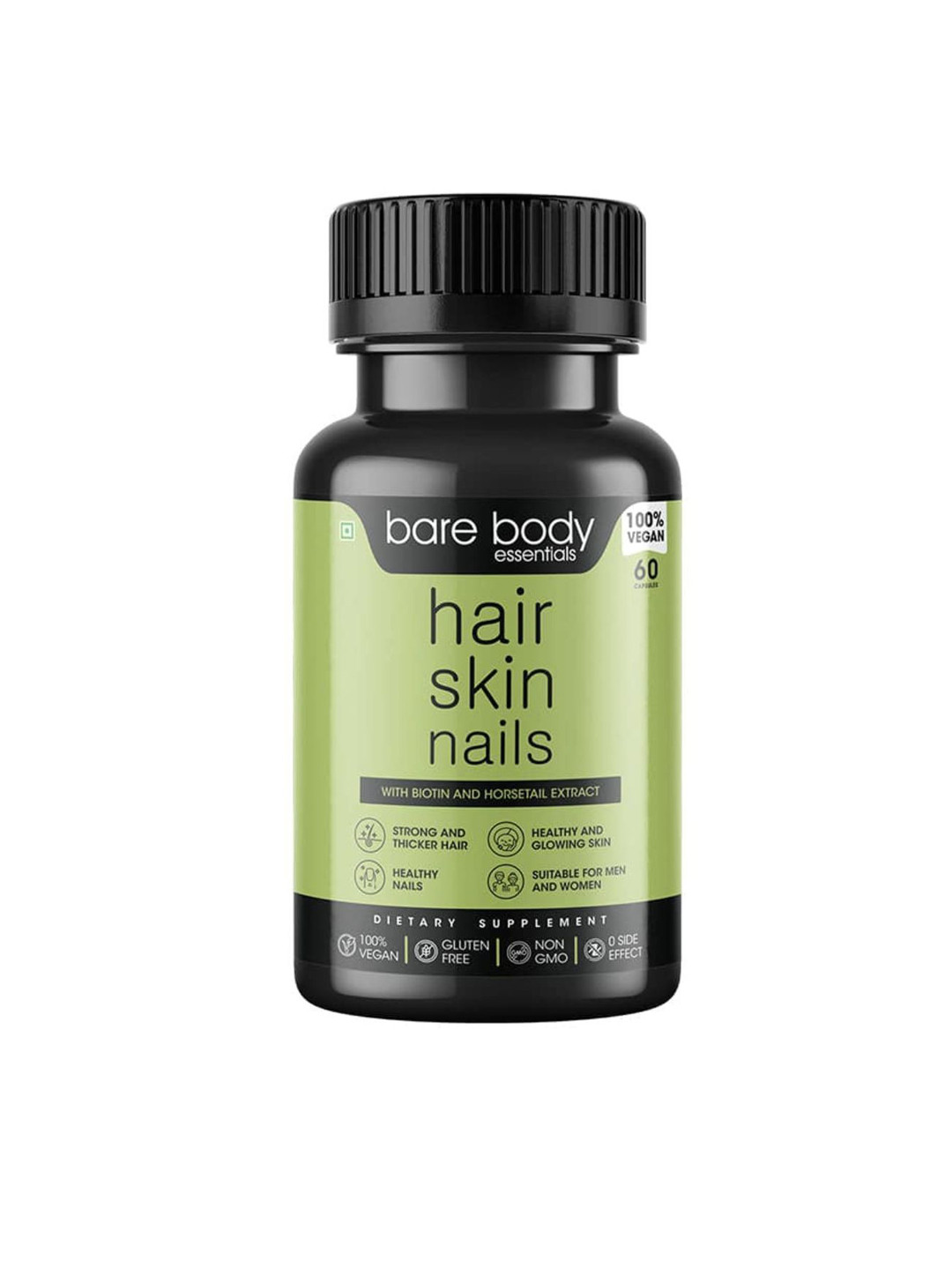 

bare body essentials Hair Skin Nails 3-in-1 Capsules with Biotin & Horsetail Extract - 60N, Green