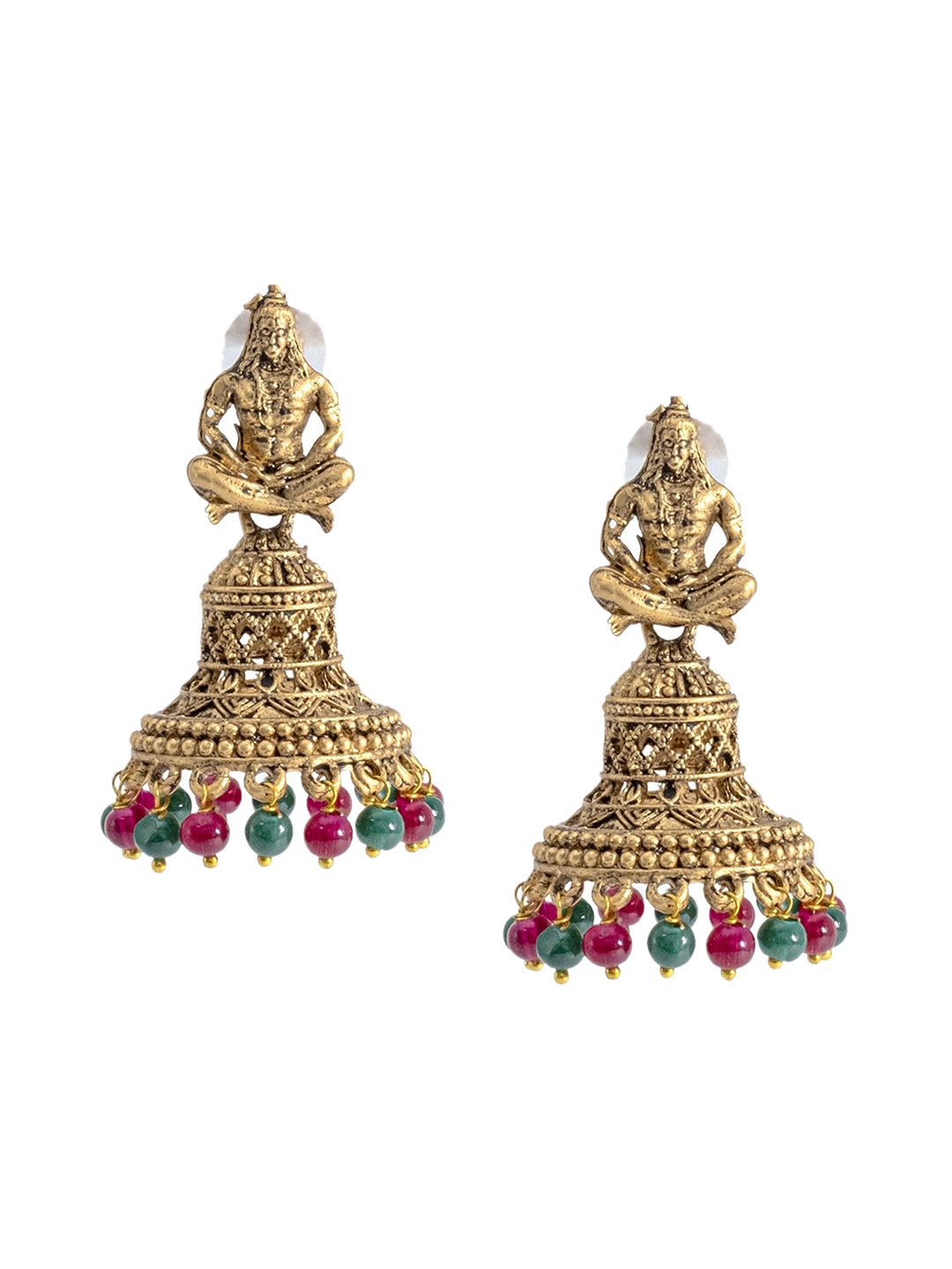 

Shining Jewel - By Shivansh Gold-Plated Artificial Beads Jhumkas Earrings, Multi