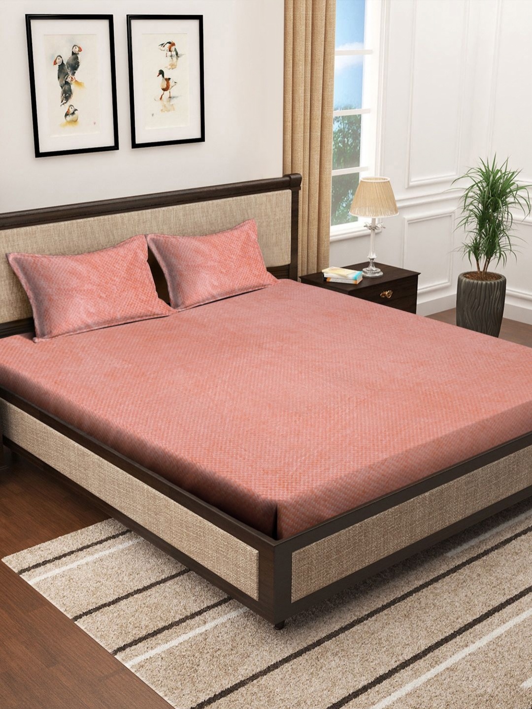 

KLOTTHE Orange Abstract Woolen Double King Bed Sheet with 2 Pillow Covers