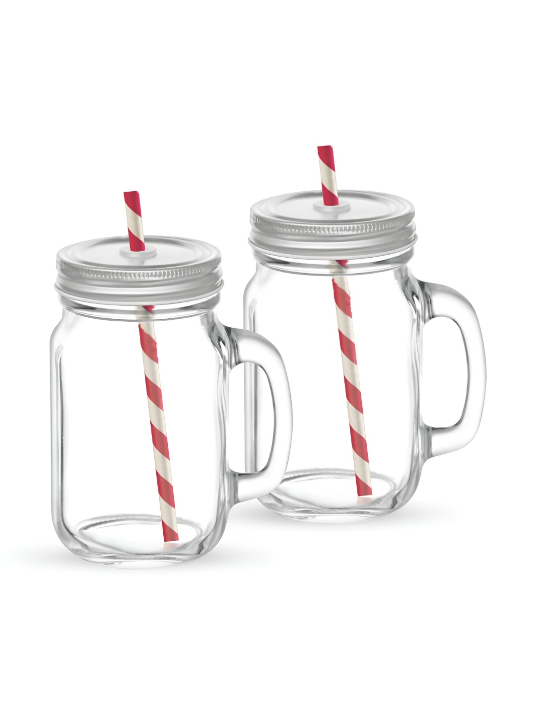 

Treo 2 Pieces Clear Airtight Trinity Mason Straw Jar 470 ml, Transparent
