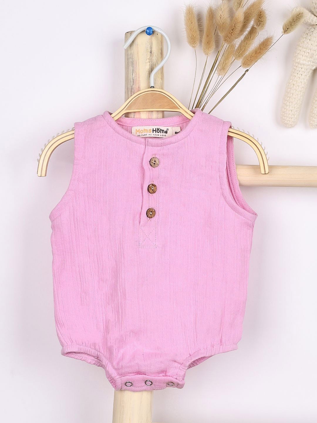 

Moms Home Infants Organic Cotton Sleeveless Bodysuit, Pink