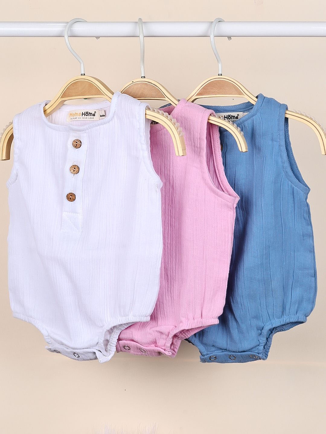 

Moms Home Infants Pack Of 3 Organic Cotton Bodysuit, Pink