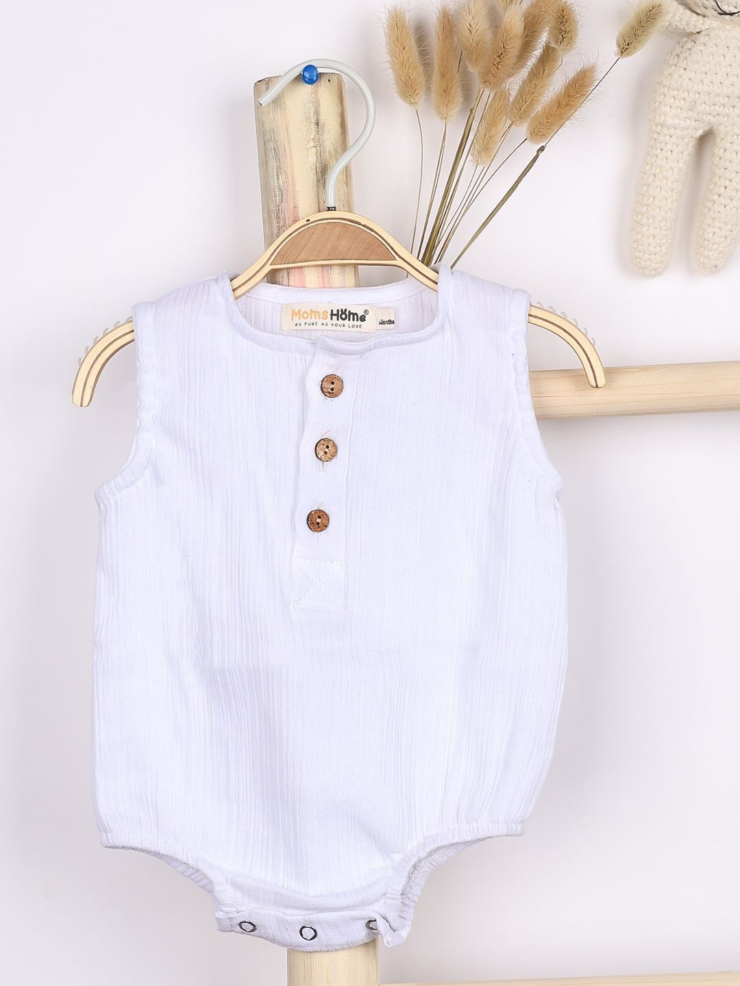 

Moms Home Infants Organic Cotton Bodysuit, White