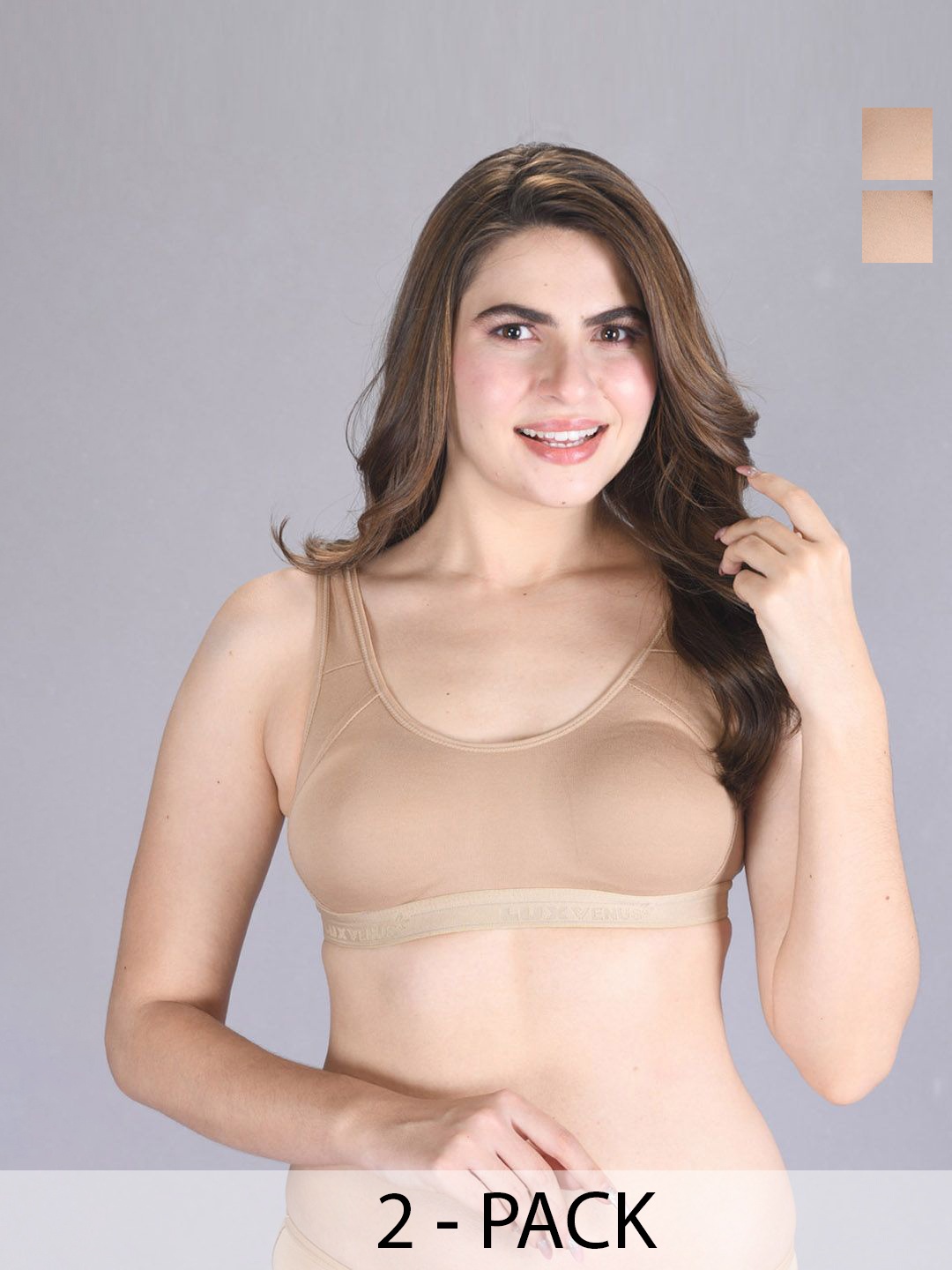 

LUX VENUS Pack of 2 Full Coverage Non Padded Cotton Bra-All Day Comfort, Beige