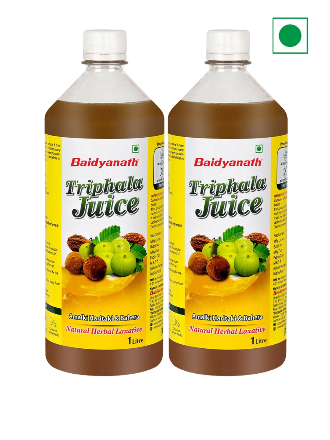 

Baidyanath Set Of 2 Triphala Juice - 1litre Each, Yellow