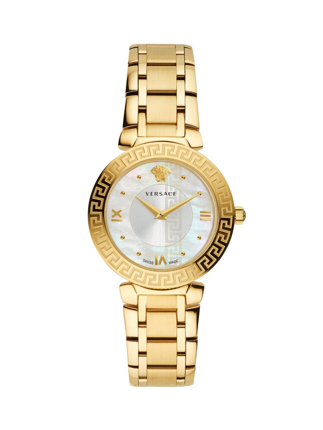 

Versace Women Brass Dial & Stainless Steel Bracelet Style Straps Analogue Watch V16070017, Silver