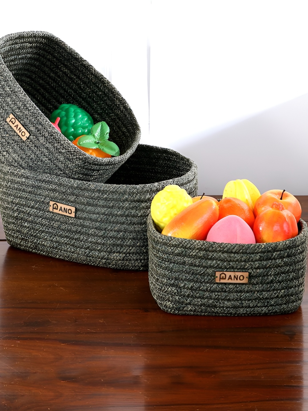 Pano Harmony Green Self Design Small Storage Basket