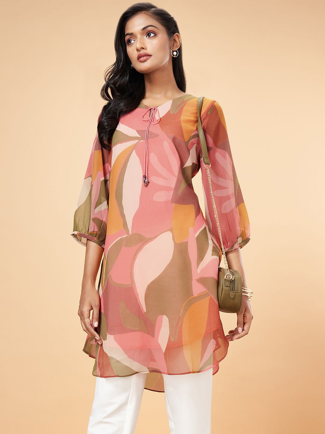 

Marigold Lane Printed Polyester Tunic, Peach