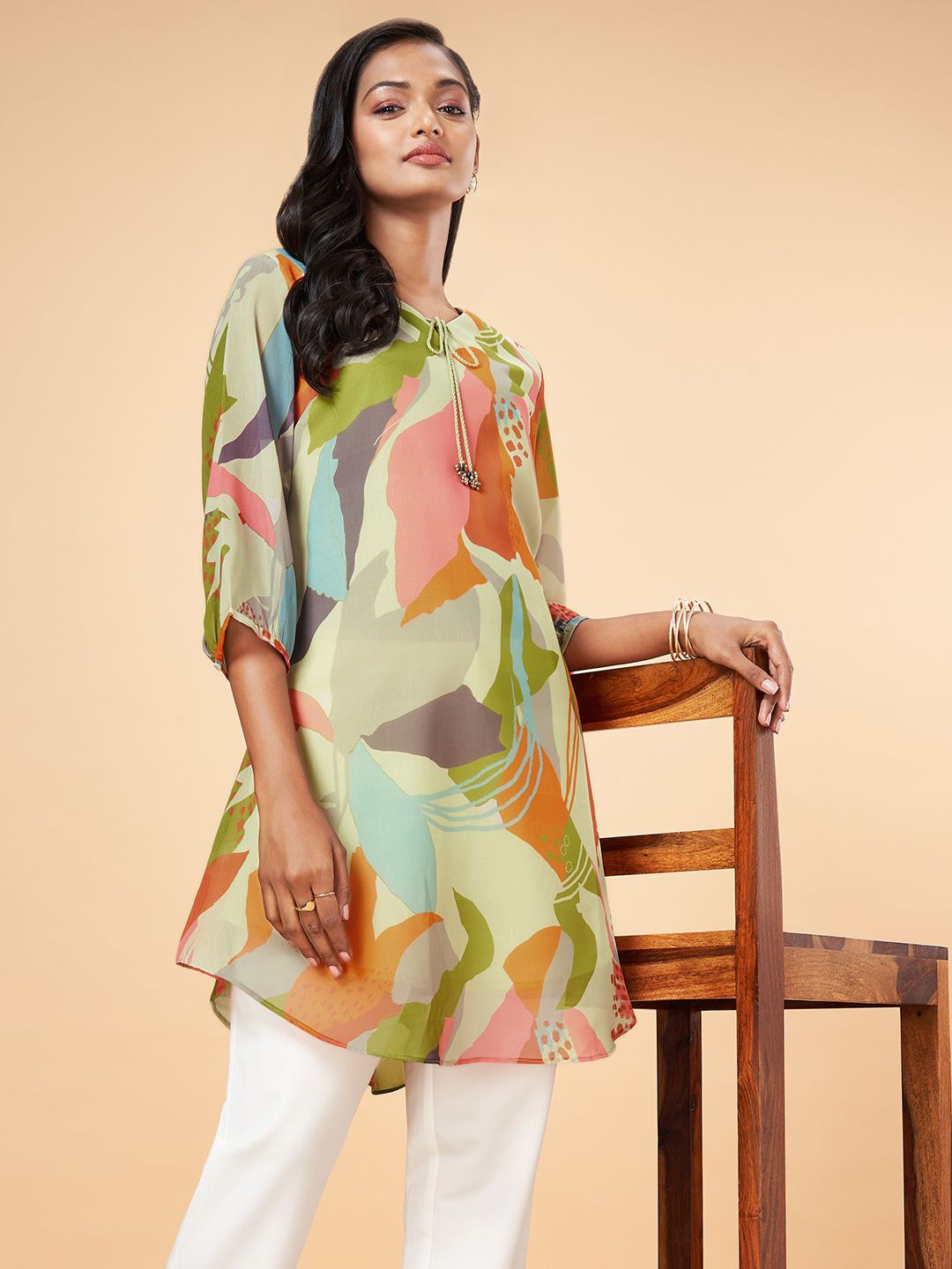 

Marigold Lane Printed Three-Quarter Sleeves Tunic, Green