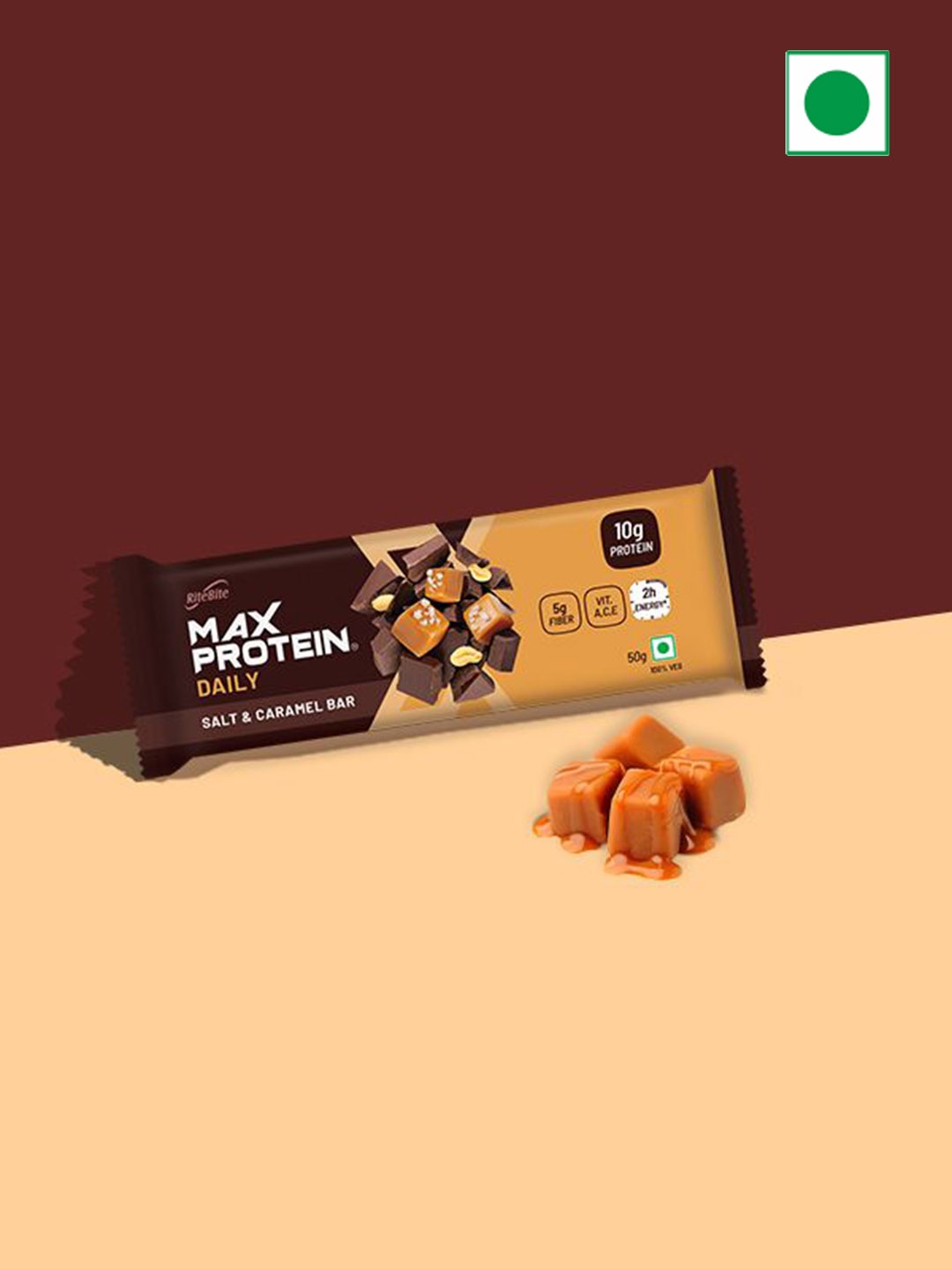 

Ritebite Max Protein Pack Of 6 Salt & Caramel Protein Bars-300 g, Brown