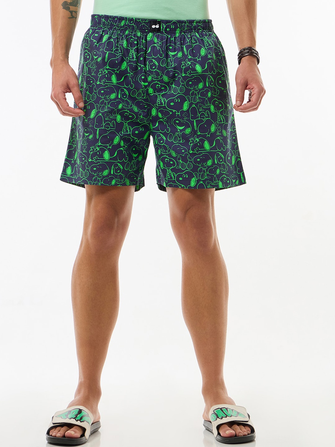 

Bewakoof Men Snoopy All Over Printed Boxers, Blue