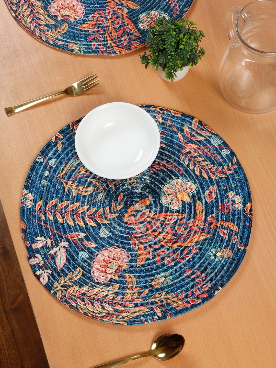 

HOSTA HOMES Blue & Orange 2 Pieces Printed Table Placemats