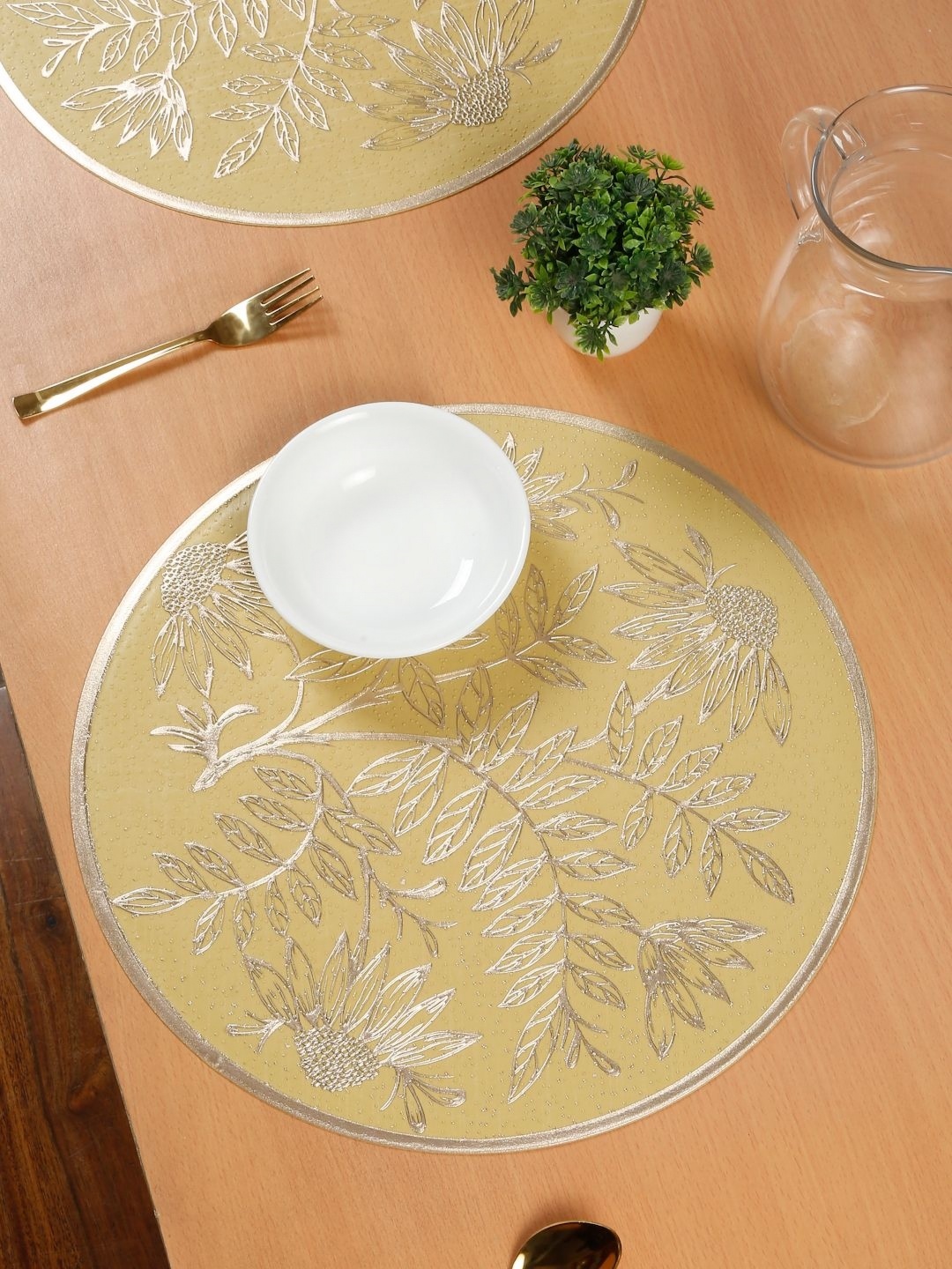 

HOSTA HOMES 2-Pcs Brown & Grey Textured Table Placemats