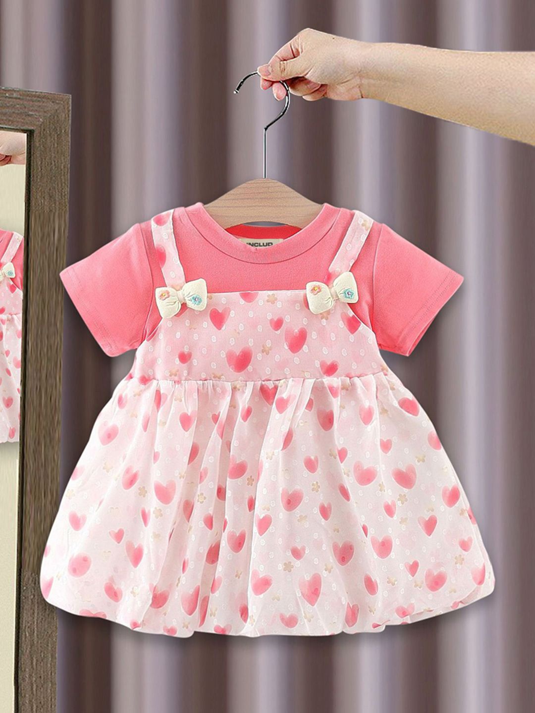 

INCLUD Girls Floral Print Pinafore Dress, Pink