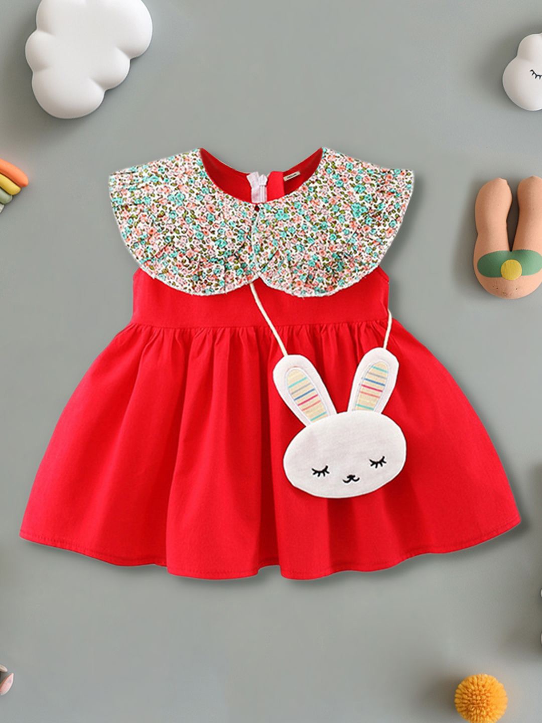 

INCLUD Girls Cape Sleeve Fit & Flare Dress, Red