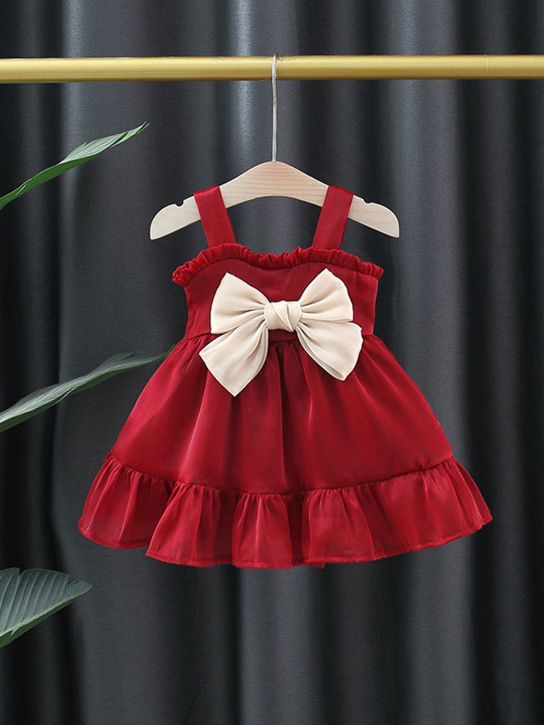 

INCLUD Girls Fit & Flare Dress with Statement Bow, Red