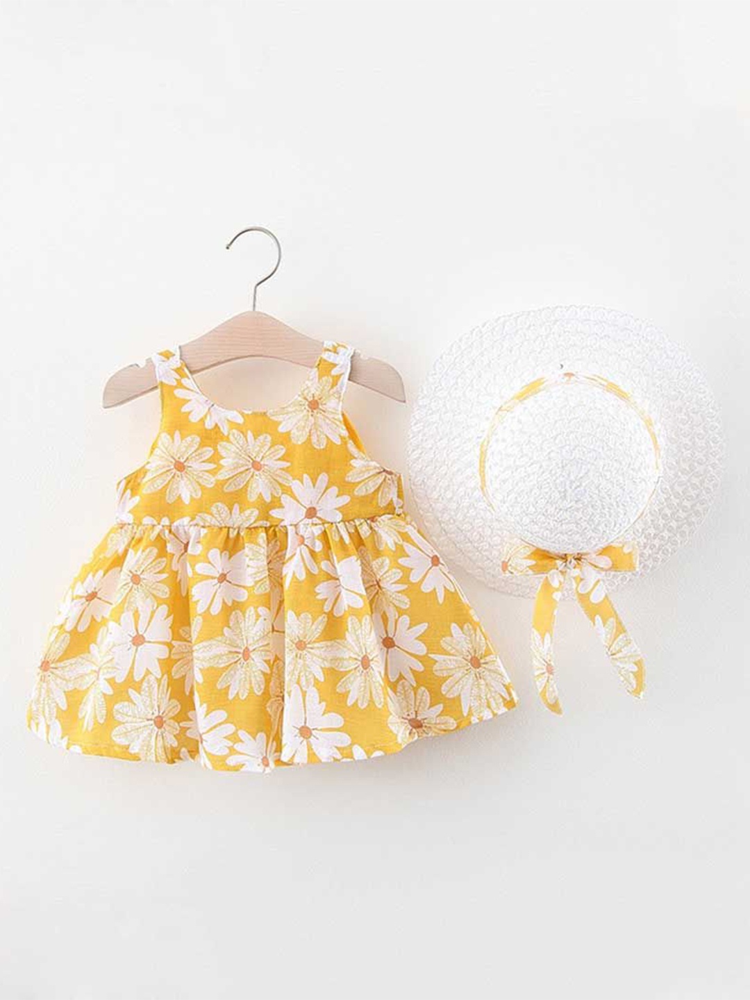 

INCLUD Girls Floral Print Fit & Flare Dress, Yellow