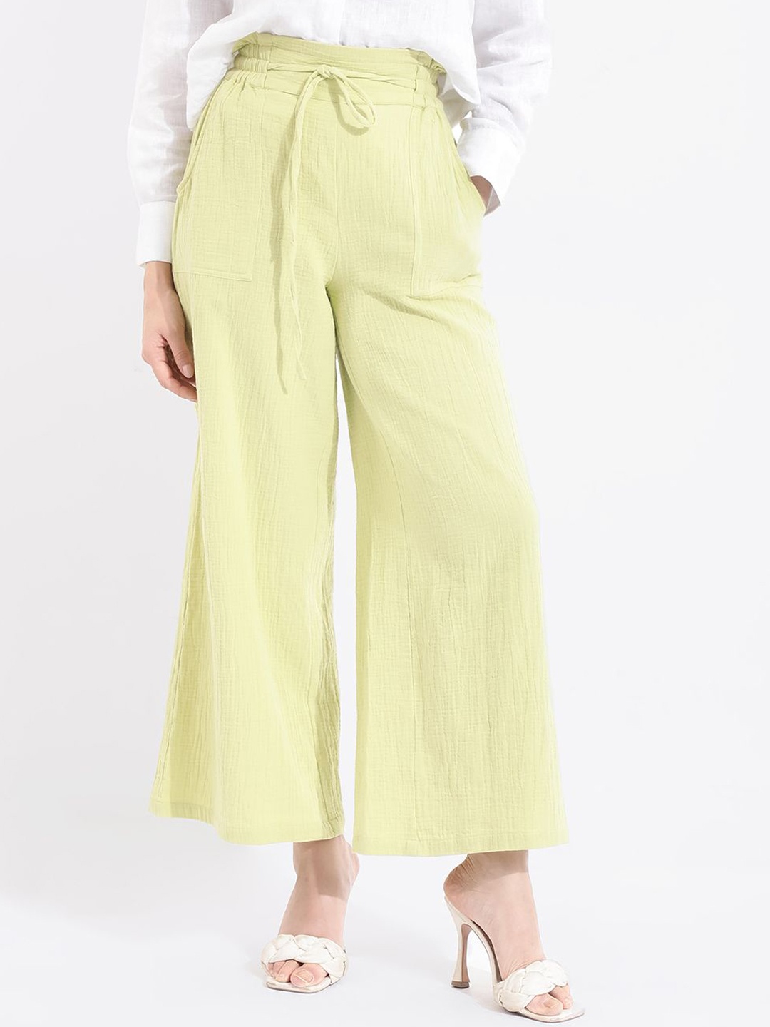 

RAREISM Women Loose Fit High-Rise Parallel Trousers, Green