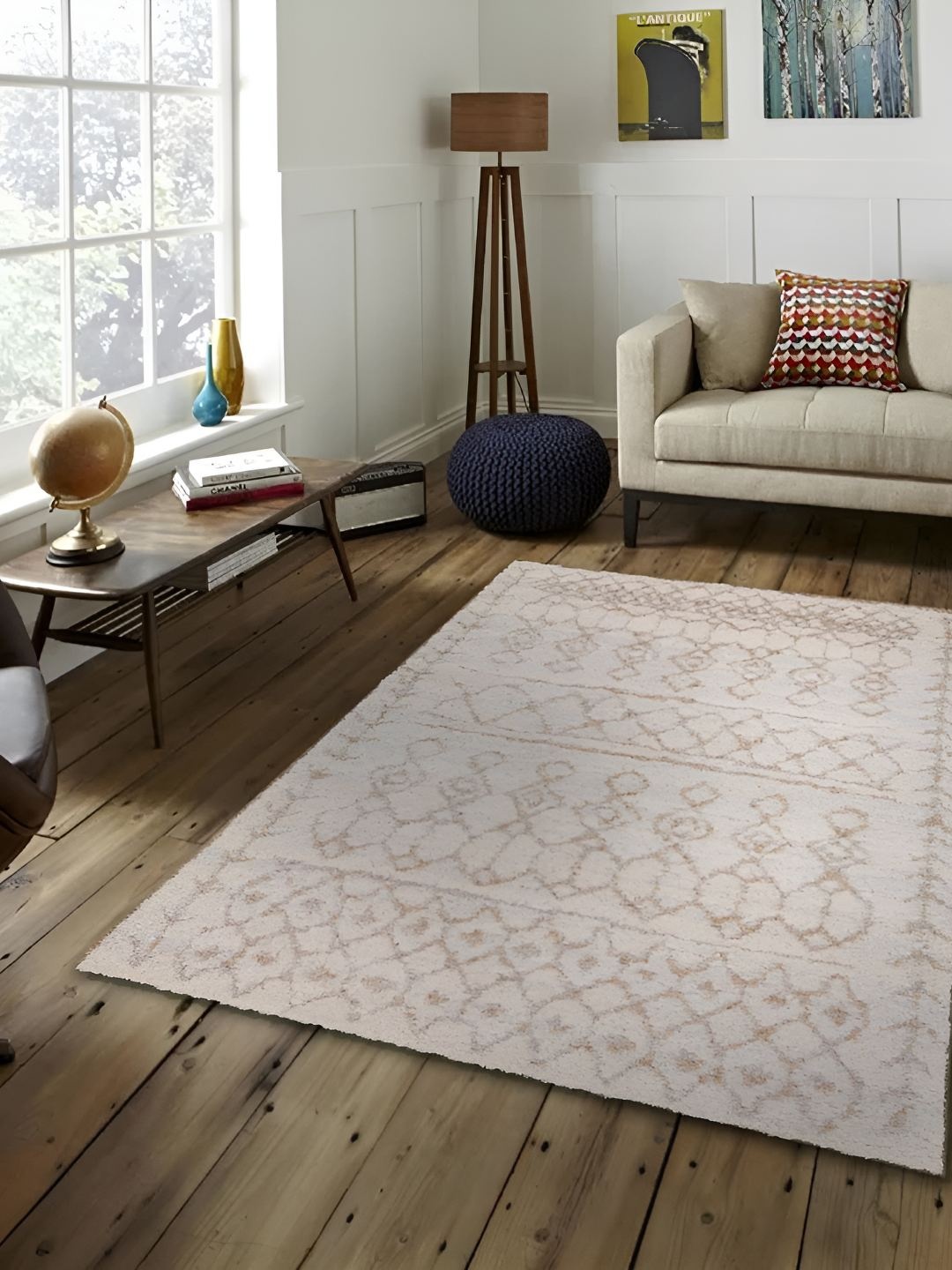 

Sapana Carpet-Mats Beige & Grey Abstract Printed Anti Skid Contemporary Carpet