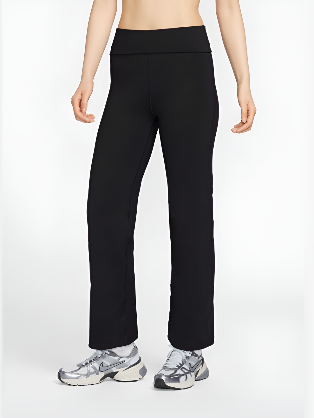 

Nike One Women's Dri-FIT High-Waisted Fold-Over Pants, Black