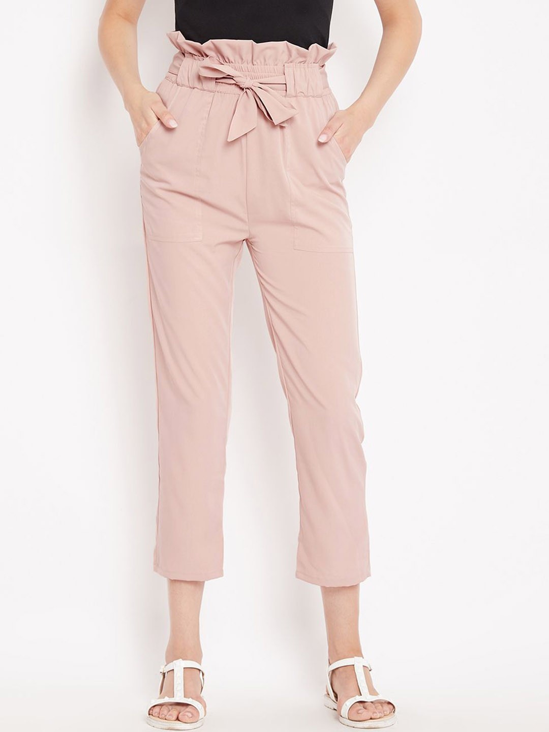 

PANIT Women Smart Regular Fit High-Rise Pleated Trousers, Rose gold