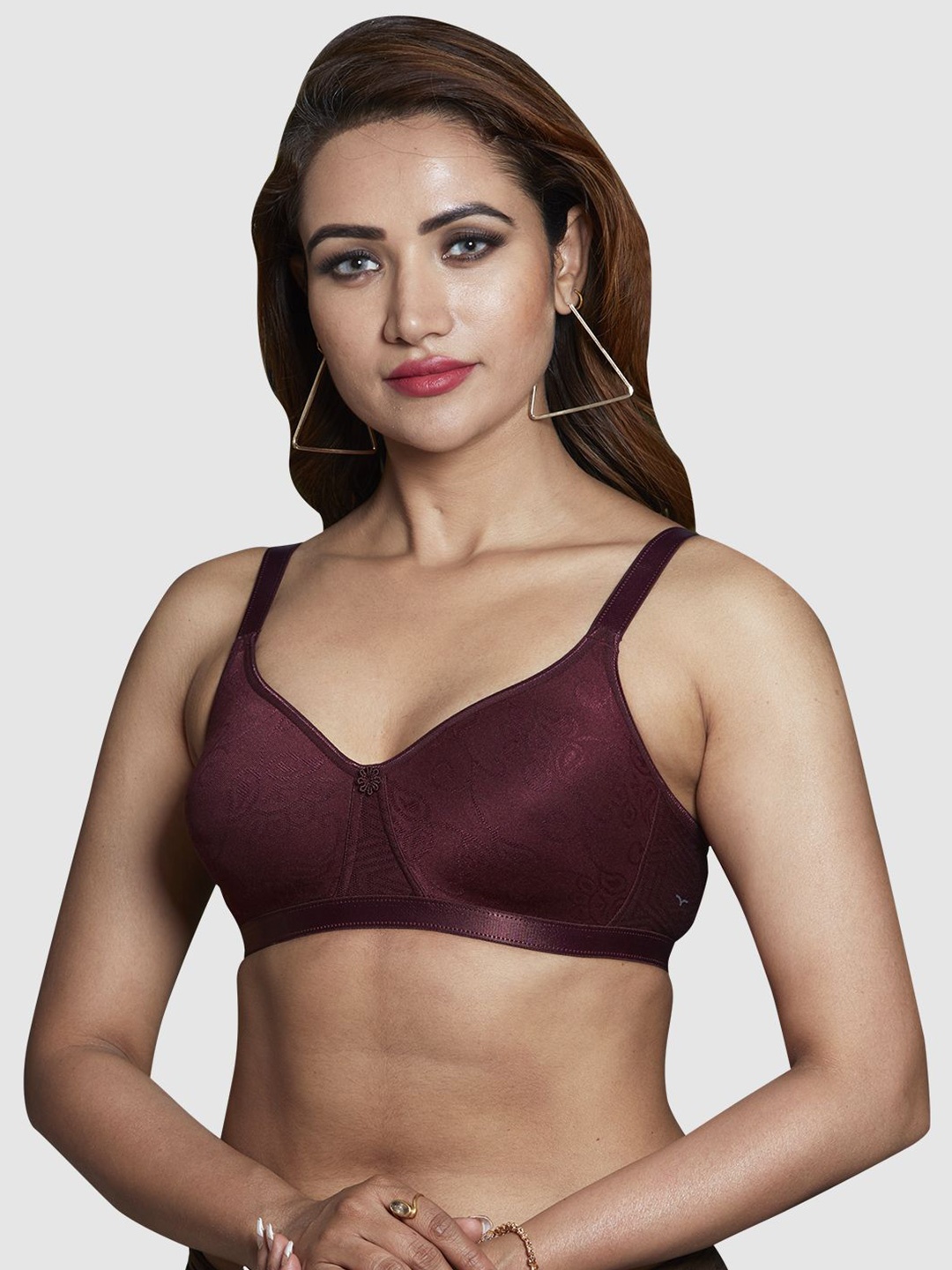 

Dazzle Self Design Medium Coverage Non Padded Seamless T-Shirt Bra-All Day Comfort, Burgundy