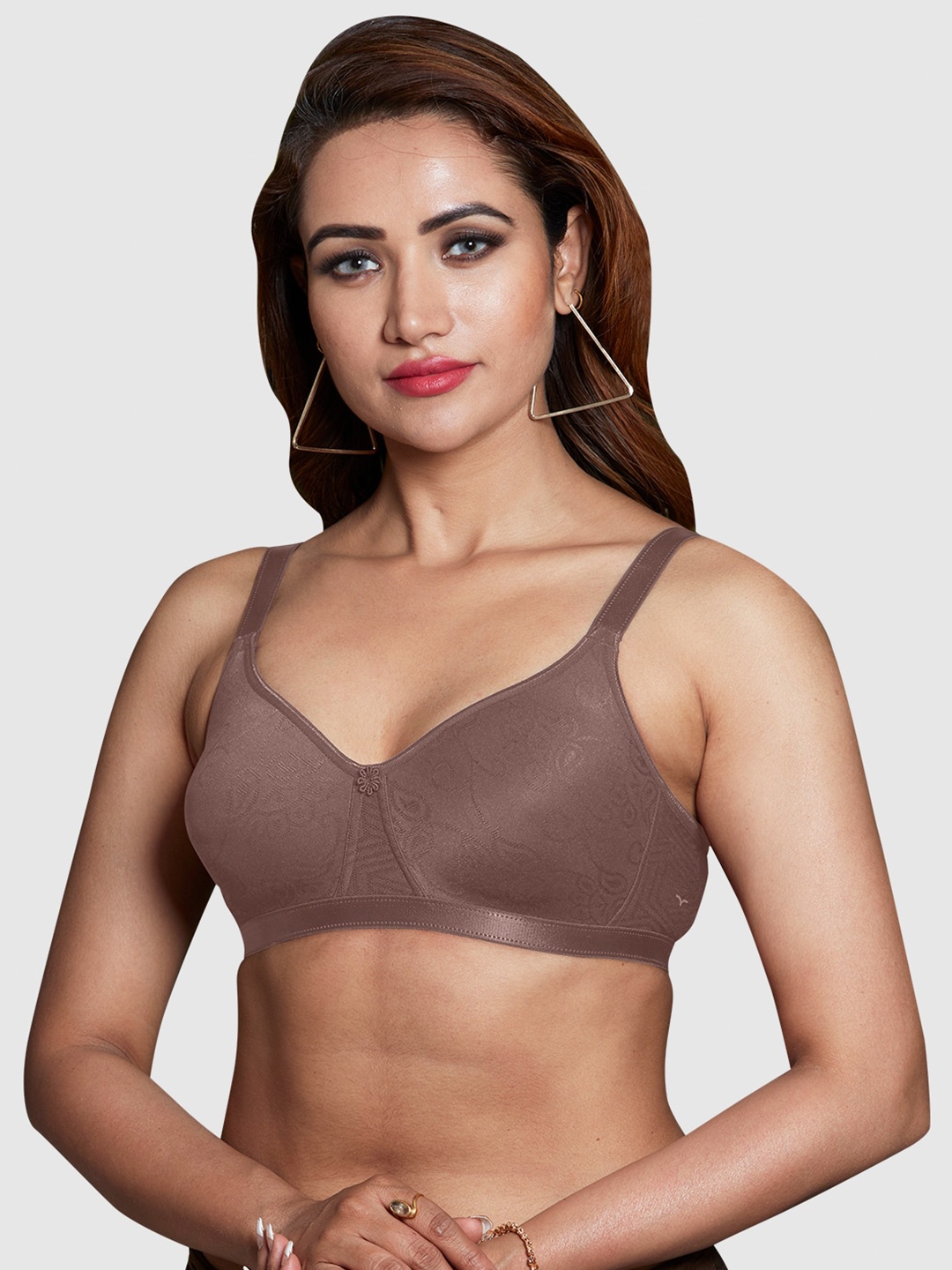 

Dazzle Self Design Medium Coverage Non Padded Seamless T-Shirt Bra-All Day Comfort, Rose